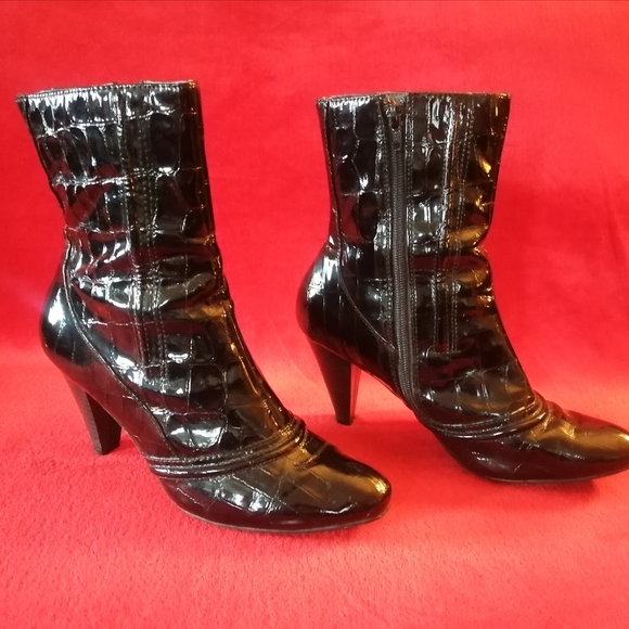 Patent Leather Alligator Ankle Boots - Picture 8 of 9